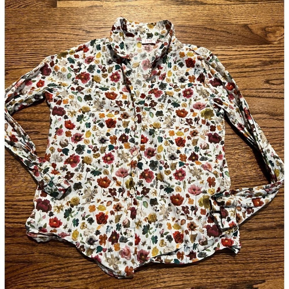 il‎ gufo | Girls Long Sleeve Button Down Floral Fall Autumn Scenery Sz 8
